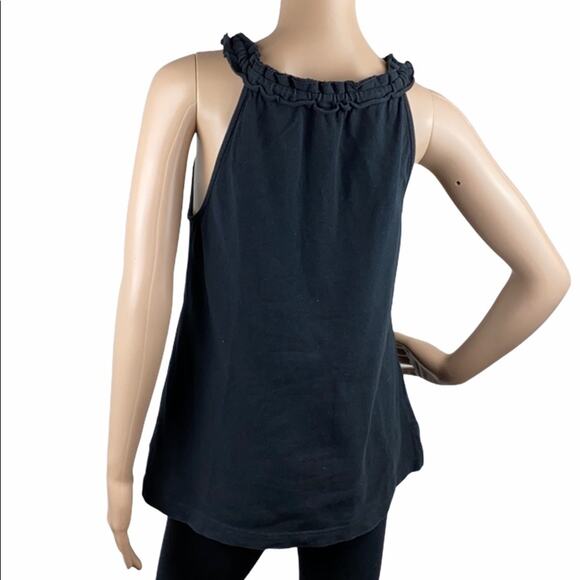 MICHAEL Michael Kors Black Pique Sleeveless Ruffle Tie Neck Split Hem Tank Top M - Picture 6 of 15